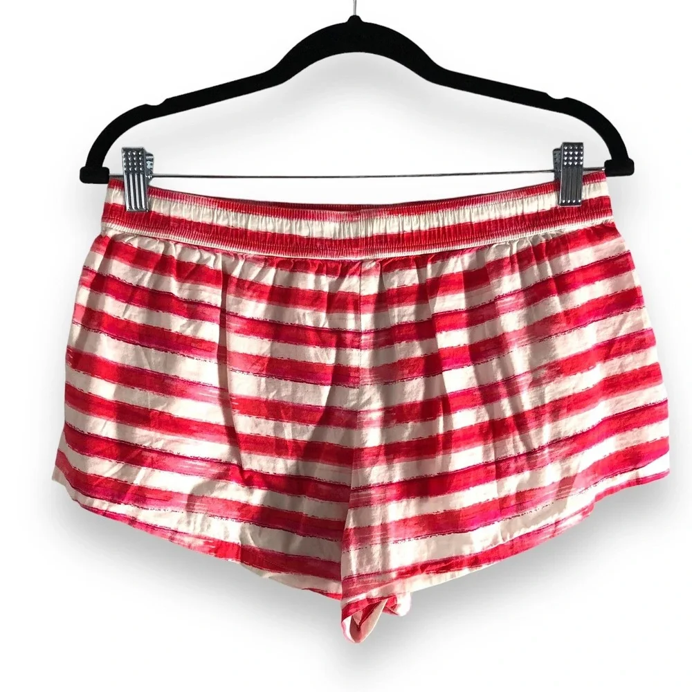 Victoria's Secret Womens Size Medium‎ Pajama Shorts Red Pink Paint Stripes Comfy